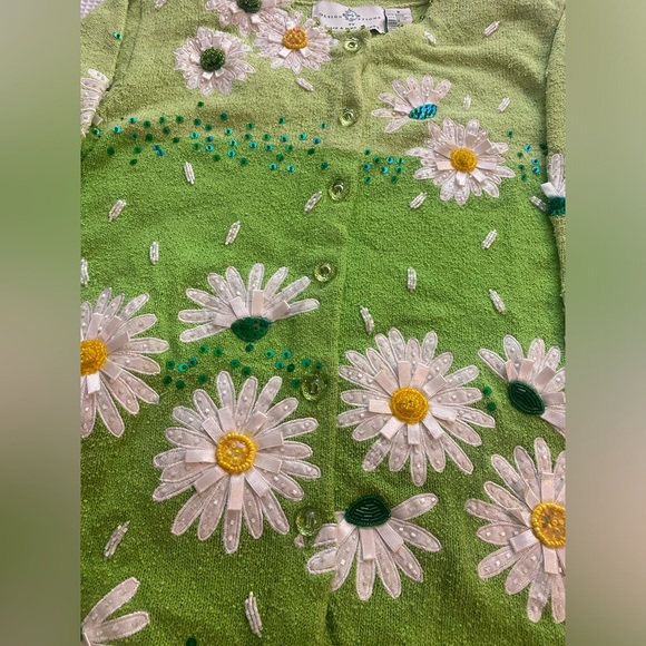 NWT RARE 2005 Design Options Philip Jane Gordon 3D Daisy Flower Cardigan Size S - Picture 6 of 10